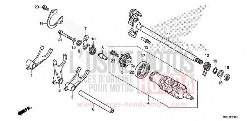 BARILLET DE SELECTION (NC750XA) NC750XAK de 2019